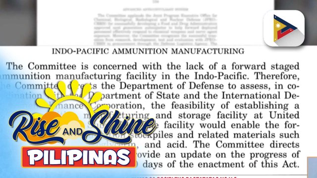 Pilipinas, ikinukunsidera ang pagtatatag ng U.S. ng joint ammunition manufacturing and storage facility sa Subic Bay, Zambales
