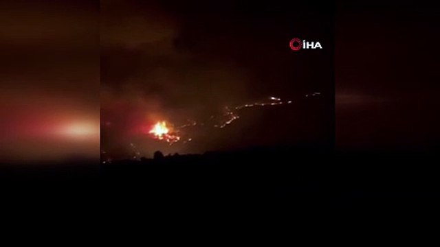 Orman yangınında alevlerin sardığı yüksek gerilim hattı bomba gibi patladı