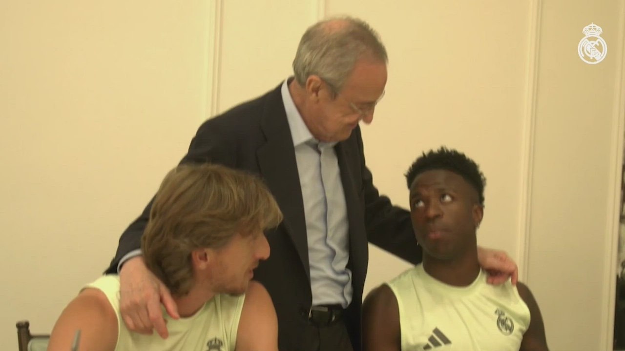 El clásico saludo de Florentino al equipo: atentos al semblante de Mbappé tras su virus porque es revelador