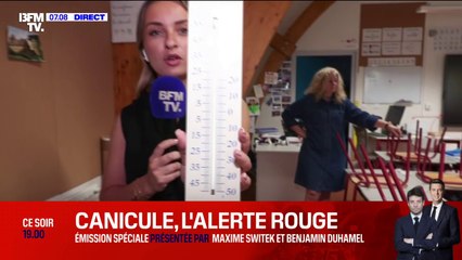 Canicule: avant l'arrivée des élèves, il fait près de 30°C dans cette salle de classe d'Ormes dans le Loiret