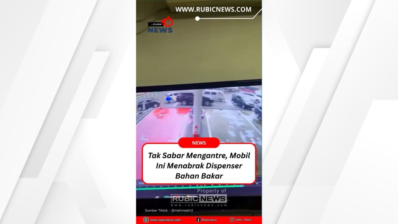 Tak Sabar Mengantre, Mobil Ini Menabrak Dispenser Bahan Bakar