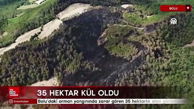 Bolu’daki orman yangınında zarar gören 35 hektarlık alan görüntülendi