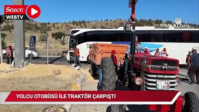 Yolcu otobüsü ile traktörün çarpıştığı kazada 4 kişi yaralandı