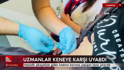 Kahramanmaraş’ta halsizlik şikayetiyle giden kadının karnına yapışan kene çıkarıldı