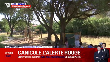 Canicule: à Toulon dans le Var, une classe de CP a été délocalisée dans le parc de l'école