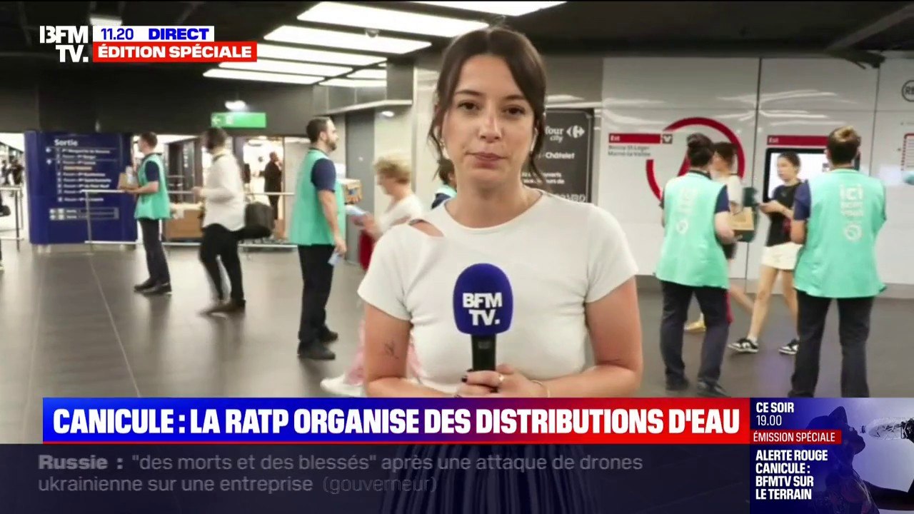 "On en distribue à peu près 30.000": à Paris, la RATP organise des distributions d'eau aux Franciliens pour lutter contre la canicule