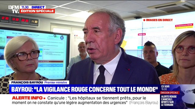 Canicule: Les hôpitaux se tiennent prêts, pour le moment, on constate une légère augmentation des urgences , note François Bayrou