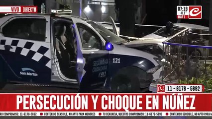 Impresionante persecución de delincuentes termina con un patrullero destrozado