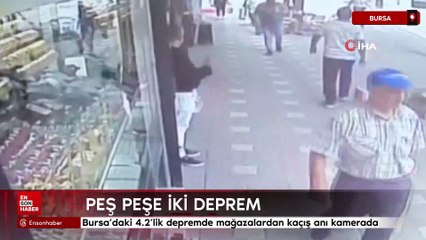 Bursa’daki 4.2’lik depremde mağazalardan kaçış anı kamerada