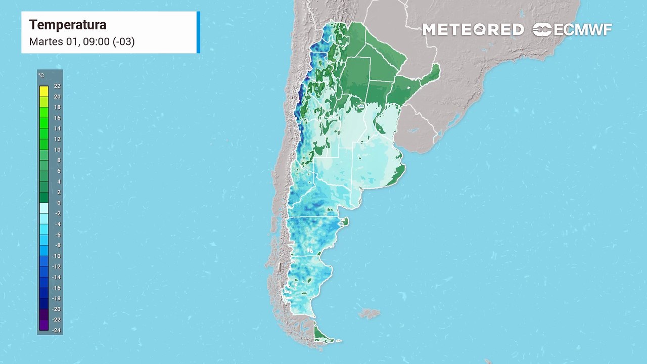 Alerta por frío extremo en Argentina: ola polar persistente, heladas severas y sol dominante esta semana