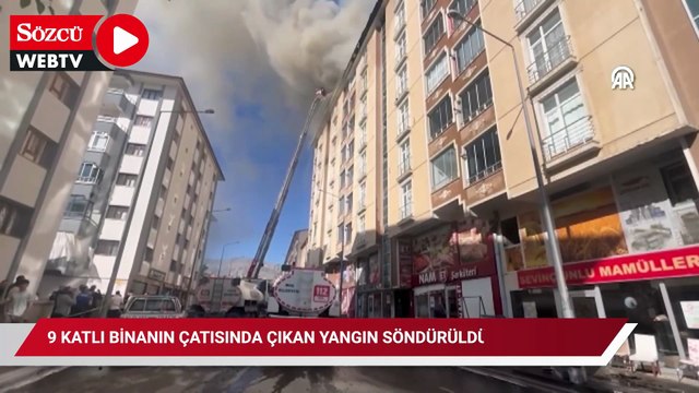 Muş'ta 9 katlı binanın çatısında çıkan yangın söndürüldü