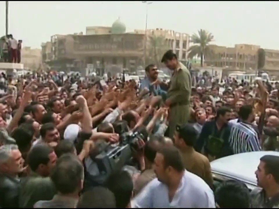 Saddam Hussein's last public appearance before the fall of Baghdad. This footage was taken in Baghdad, 15 minutes' drive from US forces.