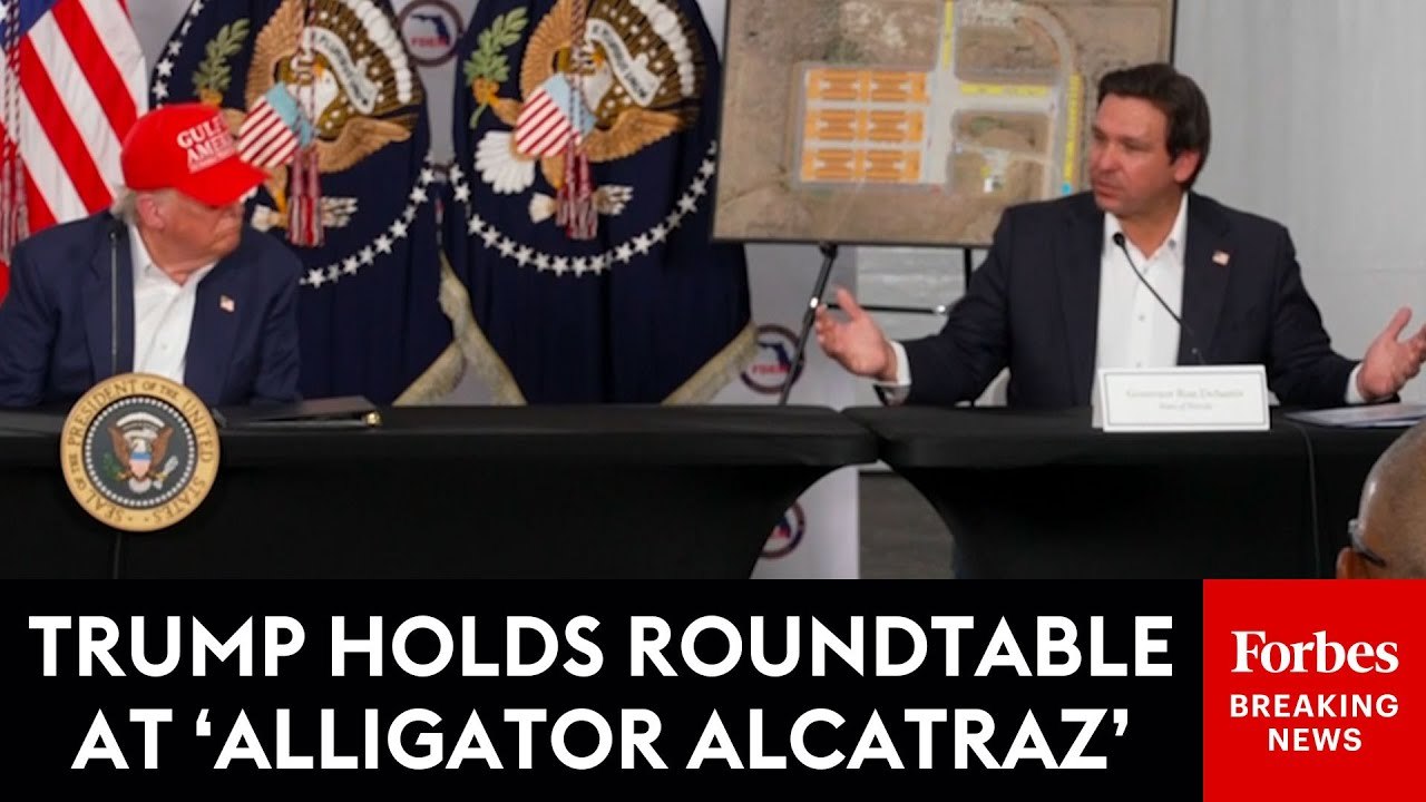 Trump Holds Roundtable At Florida's 'Alligator Alcatraz' Alongside DeSantis And Noem