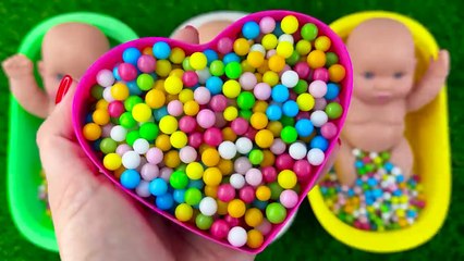 4 Minutes Satisfying Video _ Mixing Funny Candy ASMR & Make Up in 3 Bathtubs with Magic M&M's Slime