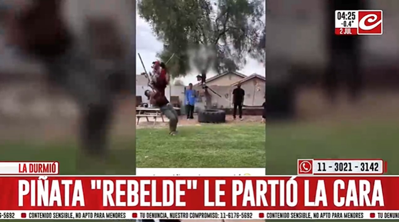 Quiso romper la piñata... ¡y la piñata la rompió a ella!
