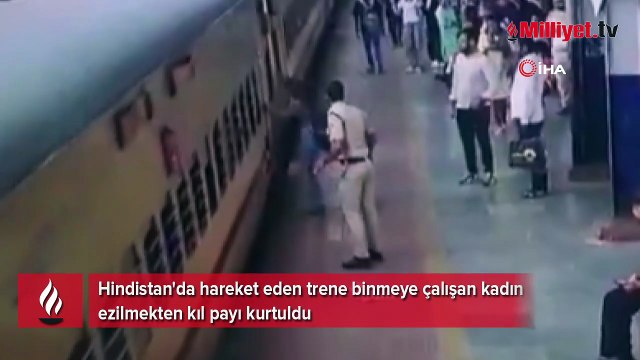 Hareket eden trene binmeye çalıştı, ezilmekten kıl payı kurtuldu