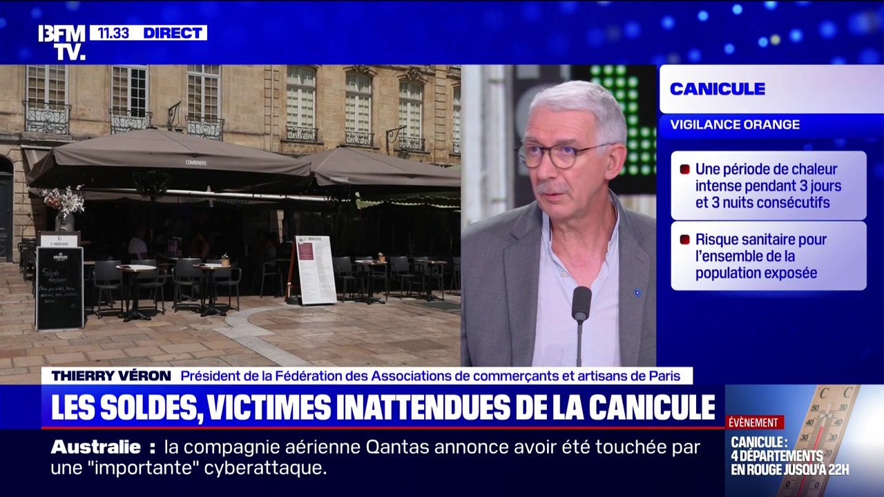 "On va vraiment à la catastrophe": Thierry Véron (Fédération des Associations de commerçants et artisans de Paris) alerte sur l'impact de la canicule sur les commerces