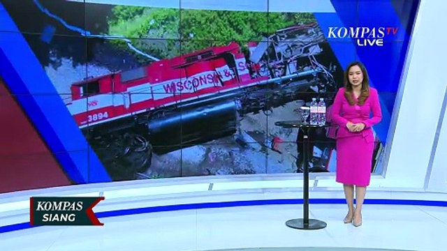 Ngeri! Kereta Barang Tergelincir di Amerika Serikat, Bahan Bakar Diesel Tumpah! | KOMPAS SIANG