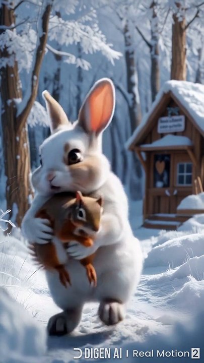 Brave Rabbit Saves kitten
