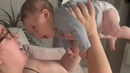 Adorable moment: 2-month-old boy's first proper laugh caught on camera