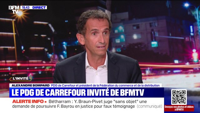 Hausse de la TVA sociale: Je pense que c’est une très mauvaise idée , affirme Alexandre Bompard, PDG de Carrefour et président de la Fédération du commerce et de la distribution