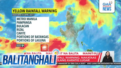 PAGASA - Yellow rainfall warning, nakataas sa Metro Manila at ilang karatig lugar | Balitanghali