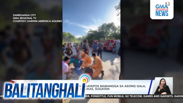 Motorsiklo, sumemplang matapos mabangga sa asong gala, sumemplang; rider at 2 angkas, sugatan | Balitanghali