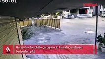 Otomobille çarpışan cip önüne ne geldiyse yıktı