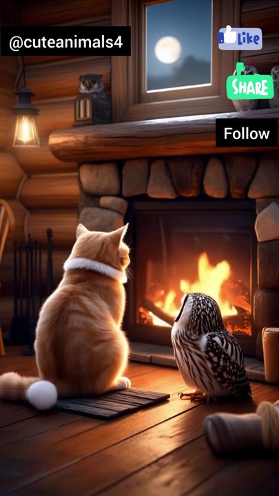 A kind cat and having good behavior with injured owl🐈🐈🐱🐱#animals #animals lovers ✨🌟🐕🐇