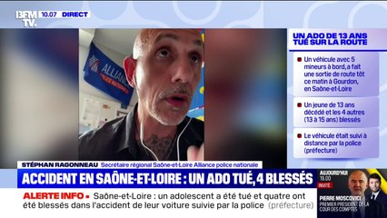 Adolescent tué dans un accident en Saône-et-Loire: "Mes collègues ont simplement mis leur gyrophare en marche", indique Stéphan Ragonneau (Alliance police nationale)