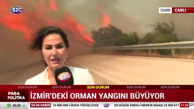 Yangın Çeşme yolunu sardı! Sözcü muhabiri alevlerin arasında kaldı