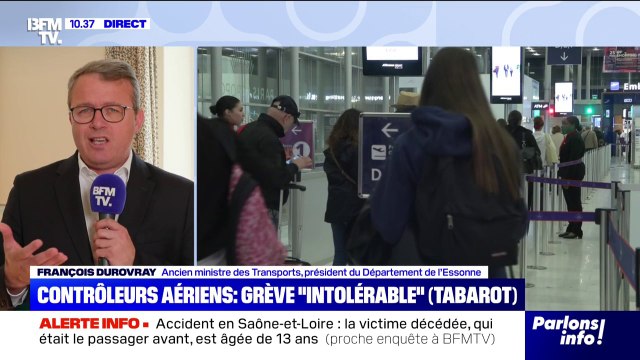 Grève des contrôleurs aériens: Il n'est pas normal que des syndicats minoritaires remettent en cause des mesures de sécurité , affirme François Durovray (ancien ministre des Transports)