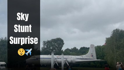 RAF Red Arrows create a stunning display as they fly over RAF Cosford ahead of the Midlands Airshow