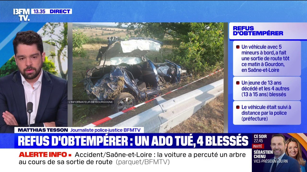 Adolescent tué dans un accident en Saône-et-Loire: la piste d'un refus d'obtempérer est privilégiée