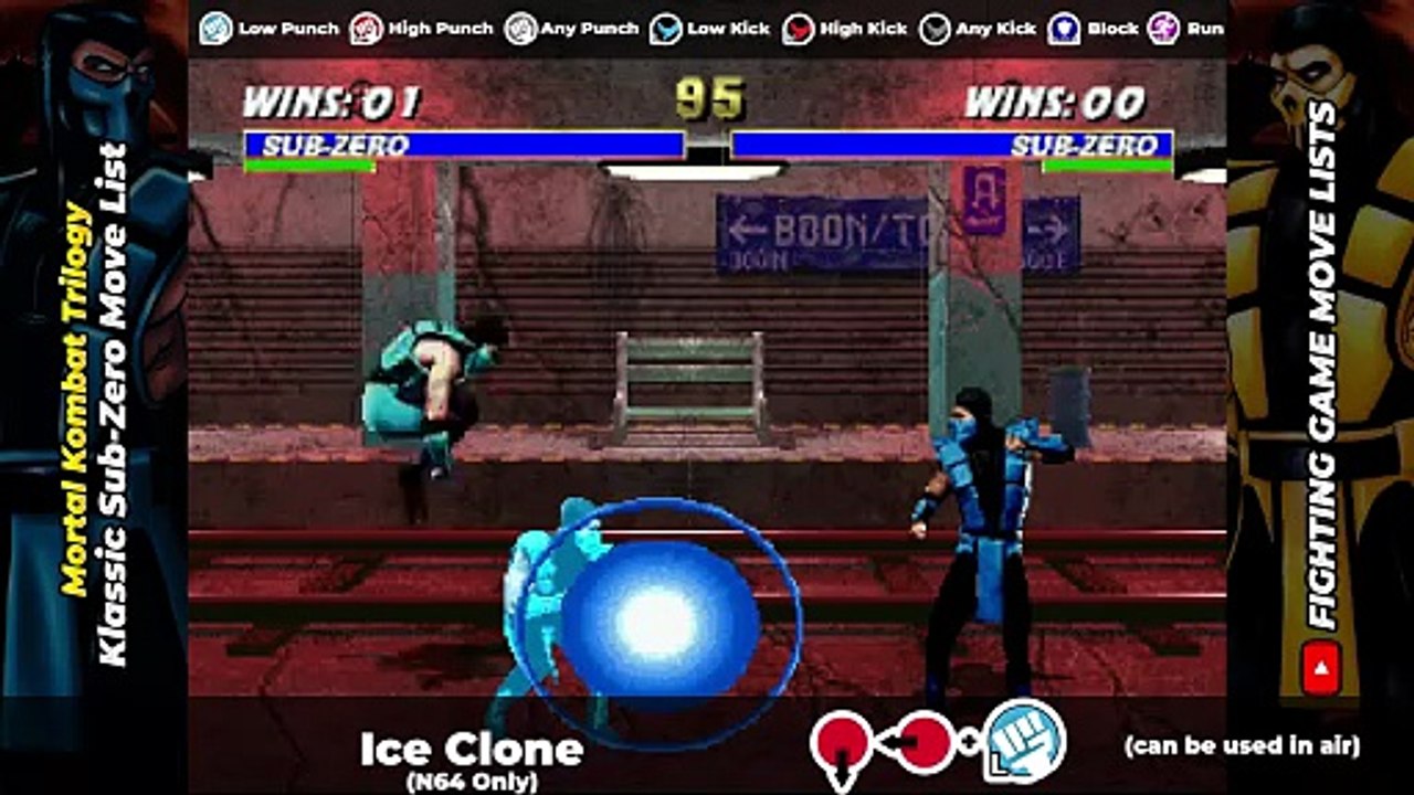 KLASSIC SUB-ZERO MOVE LIST - Mortal Kombat Trilogy (MKT)
