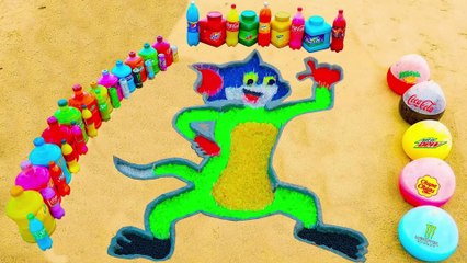 How to make Rainbow Tom Cat with Orbeez, Balloons of Coca Cola, Monster and Mentos & Popular Sodas