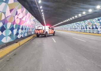 Caída de concreto en el Túnel de la Loma Larga