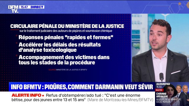 Piqûres sauvages: ce que prévoit la circulaire de Gérald Darmanin entre réponses pénales rapides et fermes et accompagnement des victimes