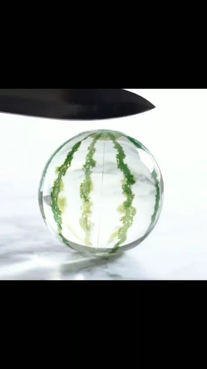 glass watermelon slice cutting ASMR
