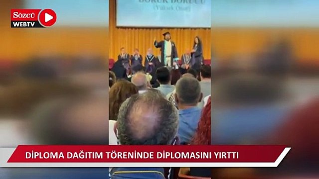 Diploma dağıtım töreninde diplomasını yırttı