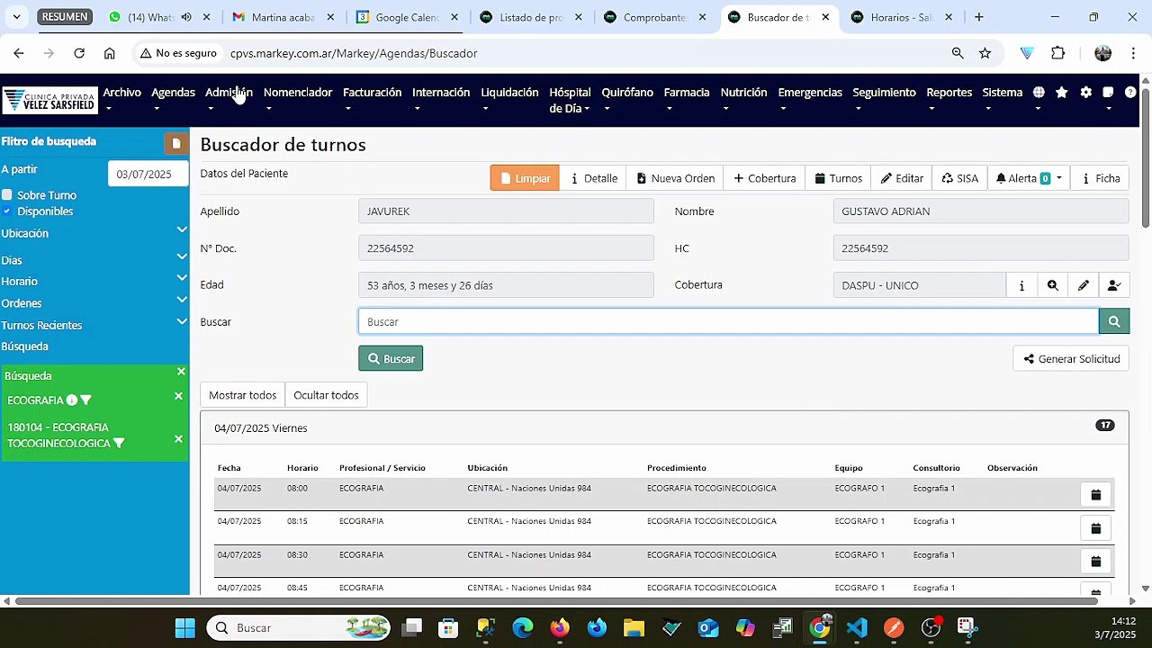 Configuración Agenda Equipos (Imágenes - PACS) - CPVS - Junio 2025