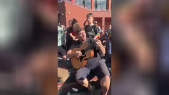 Fans serenade Diogo Jota outside Anfield following the forward's death