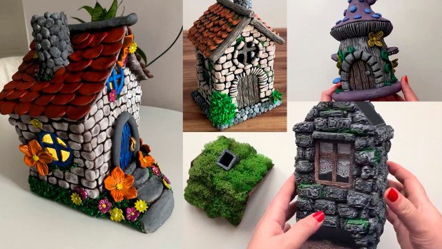 4 🏡 Creative DIY Mini Houses _ Cardboard, Clay & Bottle Crafts