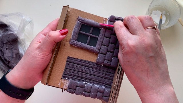 DIY Miniature House from Cardboard and Clay _ Easy & Cute Handmade Home Decor