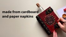 DIY Upcycling Glass Bottle into a Book with Cardboard and Paper Napkins