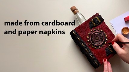 DIY Upcycling Glass Bottle into a Book with Cardboard and Paper Napkins