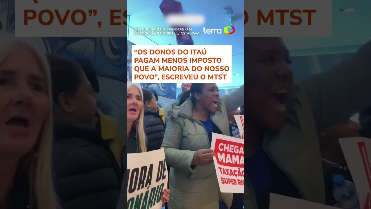 Manifestantes invadem prédio do Itaú por ‘justiça tributária’ e ‘taxação dos super-ricos'