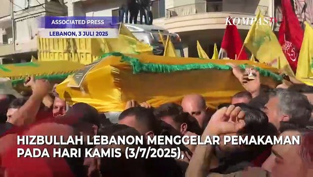 Iring-iringan Peti Jenazah Kepala Keamanan Hizbullah yang Tewas Dalam Serangan Israel di Iran