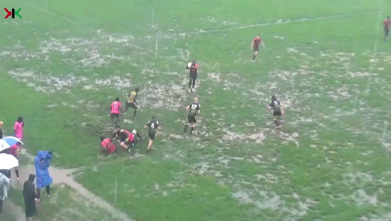 Heavy rain, Soggy conditions under the boot, 60 metres, still not enough to shut down the speed from Arcadias Khwesa. Our XIX sports Flashback play of the week from the 2019 Safari7s.