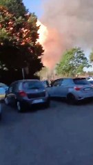 Roma, il momento dell'esplosione al deposito di gas e carburante